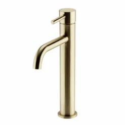Kartell Ottone Hi-Rise Mono Basin Mixer Tap Brushed Brass