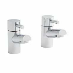 Kartell Plan Basin Pillar Taps Polished Chrome (Pair)