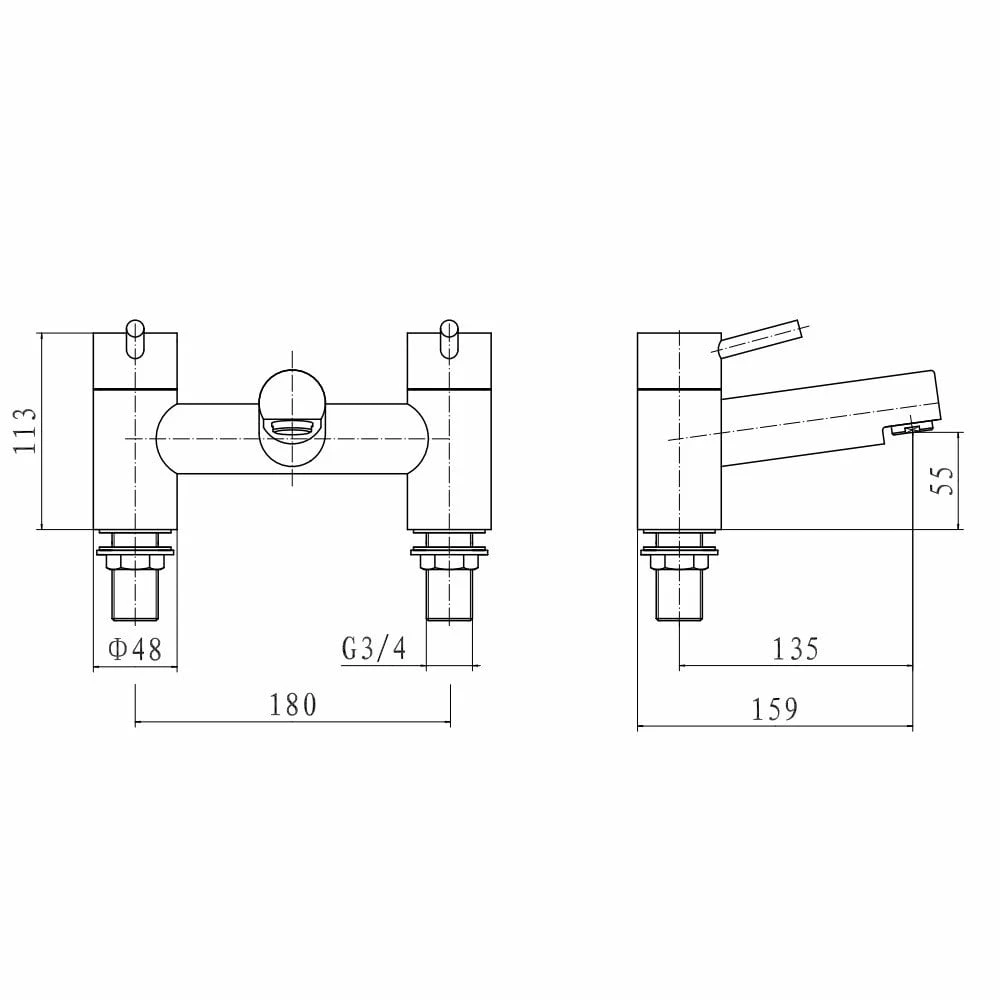 Kartell Plan Bath Filler Tap Polished Chrome - Image 2