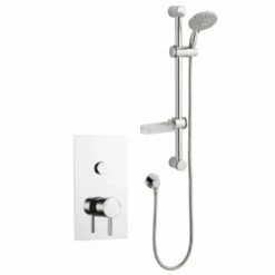 Kartell Plan Chrome Single Round Push Button Concealed Thermostatic Shower Valve With Adjustable Slide Rail Kit