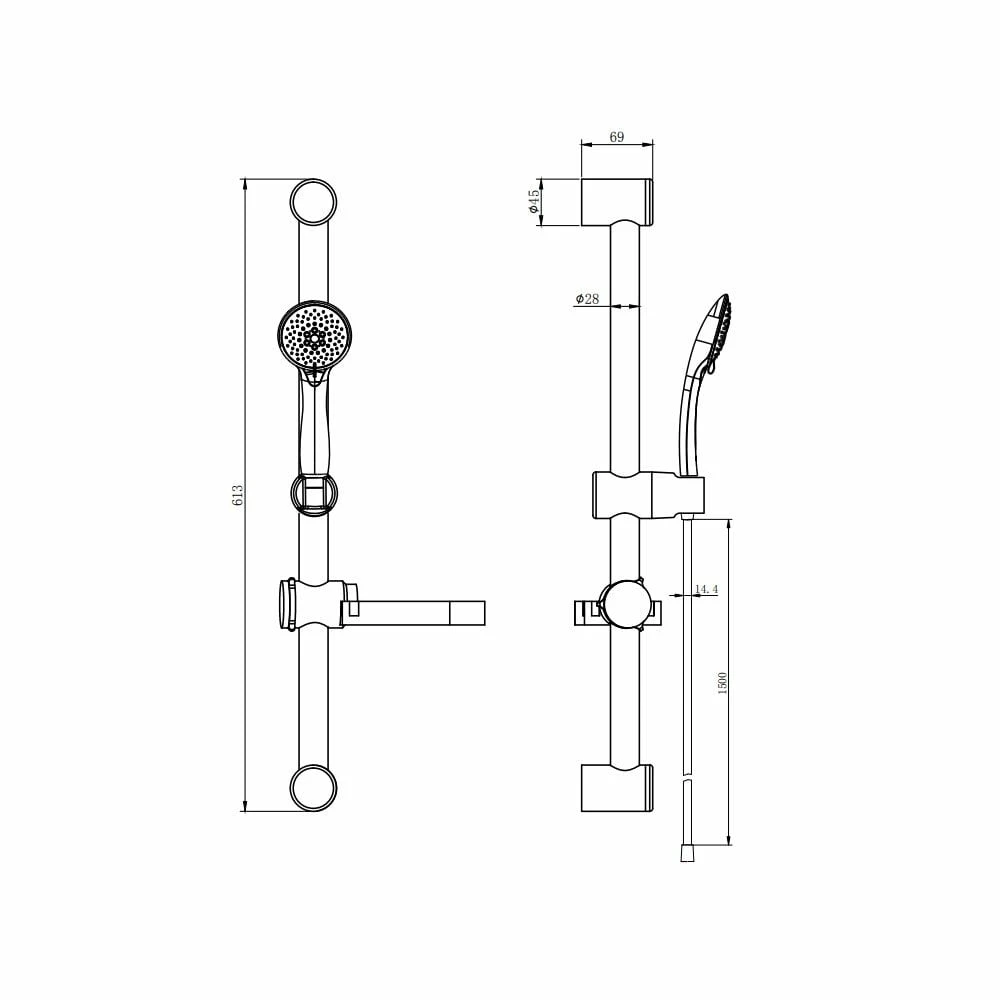 Kartell Plan Chrome Triple Concealed Thermostatic Shower Valve Round Handle With Adjustable Slide Rail & Fixed Overhead Drencher - Image 3