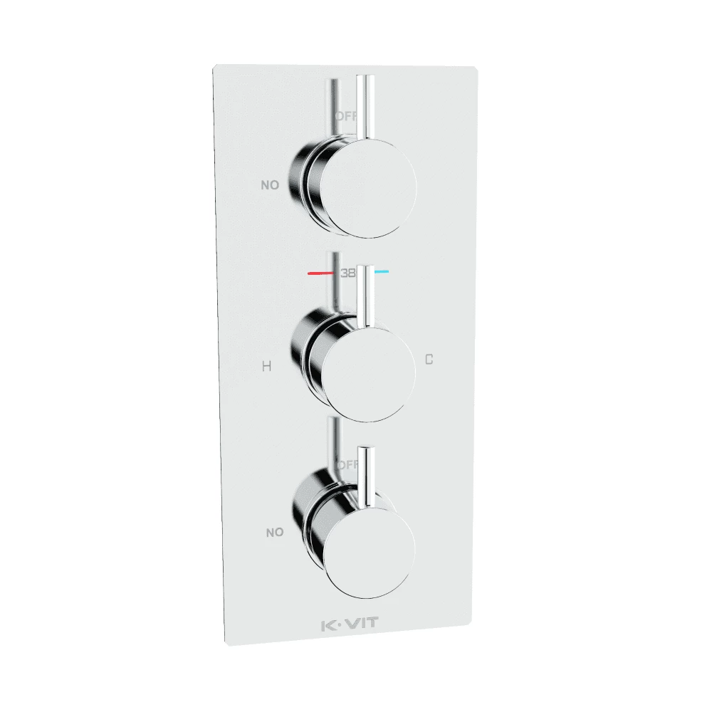 Kartell Plan Triple Concealed Thermostatic Shower Valve Round Handle (2 Way) Chrome