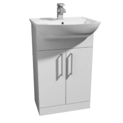 Kartell Pure 550mm 1 Tap Hole Vanity Unit Set Including Basin - White Gloss