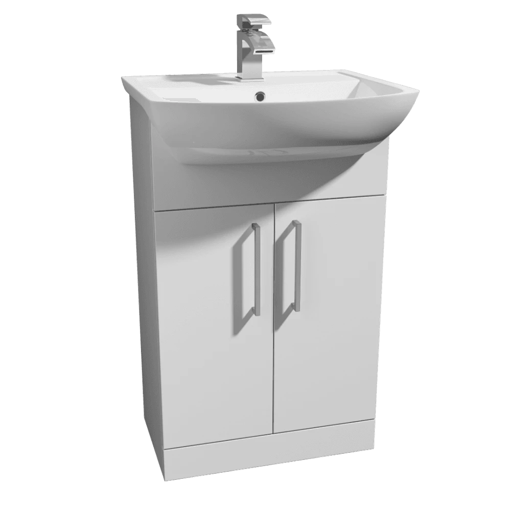 Kartell Pure 550mm 1 Tap Hole Vanity Unit Set Including Basin - White Gloss