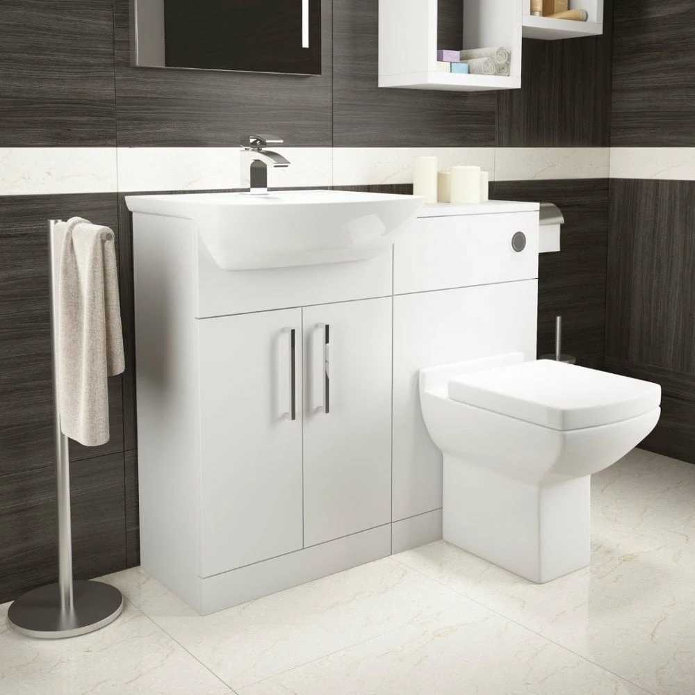 Kartell Pure 550mm 1 Tap Hole Vanity Unit Set Including Basin - White Gloss - Image 2