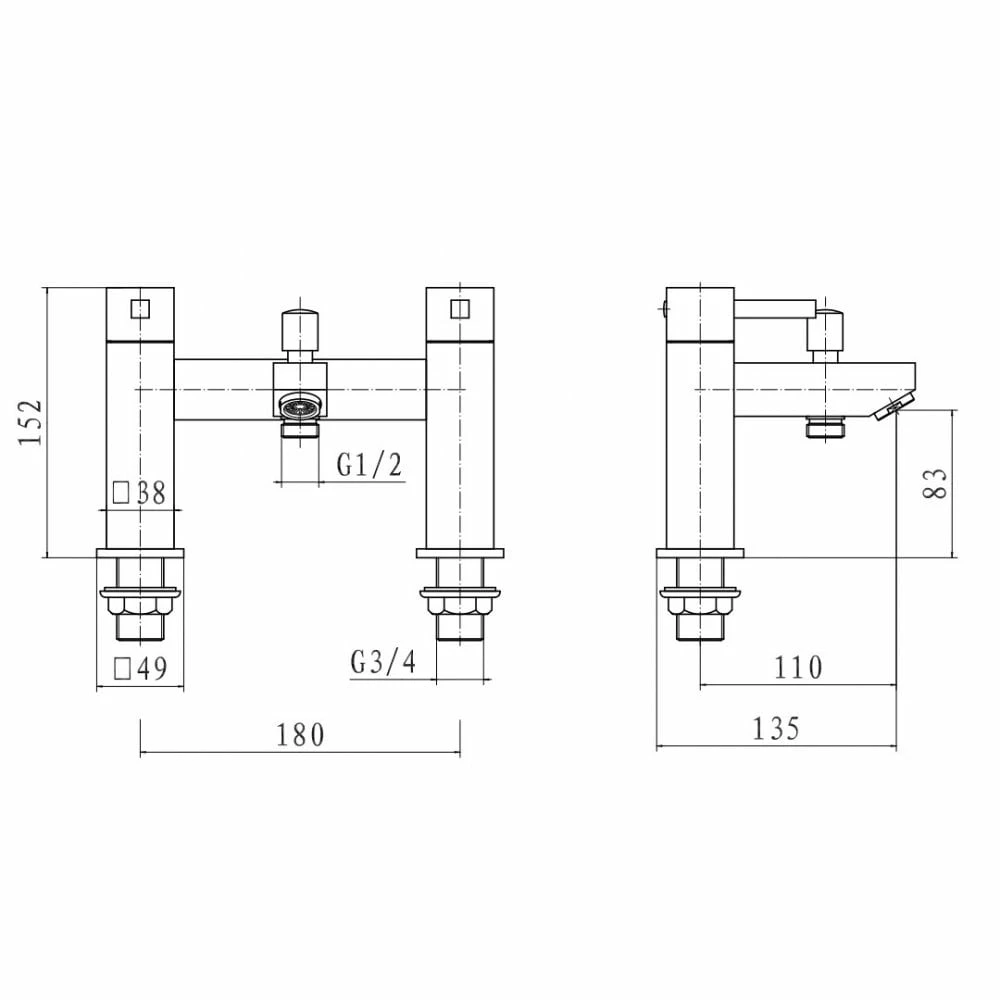Kartell Pure Bath Shower Mixer Tap Polished Chrome - Image 2