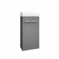 Kartell Purity 410mm Grey Gloss Floor Standing Cloakroom Unit & Basin