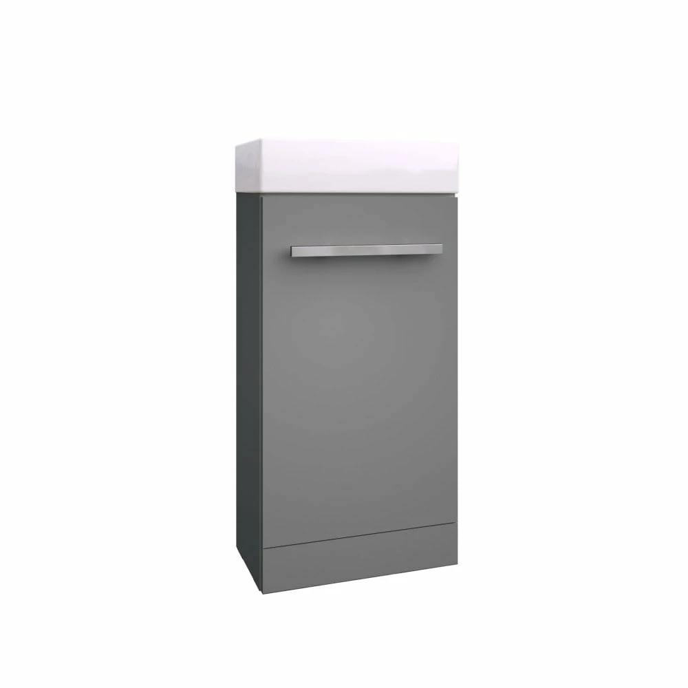 Kartell Purity 410mm Grey Gloss Floor Standing Cloakroom Unit & Basin