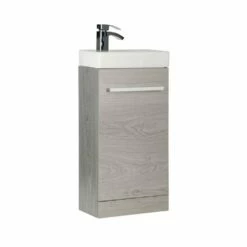 Kartell Purity 410mm Silver Oak Floor Standing Cloakroom Unit & Basin