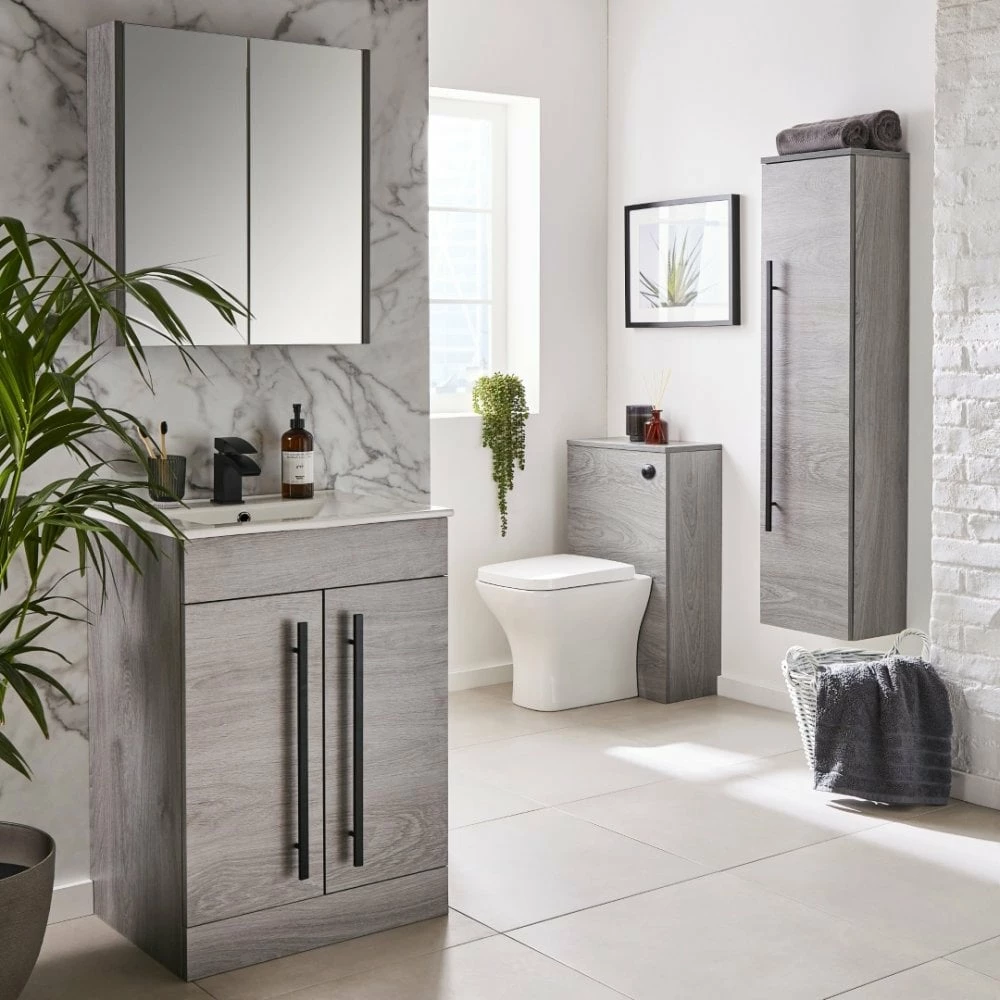 Kartell Purity 600mm Silver Oak 2 Door Floor Standing Unit & Ceramic Basin - Image 3