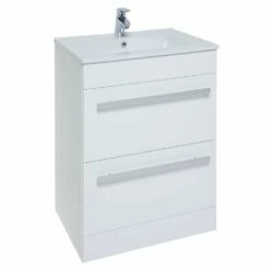 Kartell Purity 600mm White Gloss 2 Drawer Floor Standing Unit & Ceramic Basin