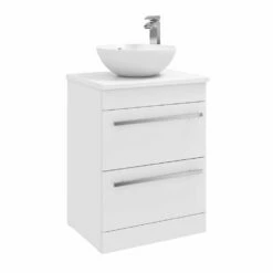 Kartell Purity 600mm White Gloss 2 Drawer Floor Standing Unit & Sit On Bowl