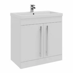 Kartell Purity 800mm White Gloss 2 Door Floor Standing Unit & Mid Depth Ceramic Basin
