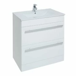 Kartell Purity 800mm White Gloss 2 Drawer Floor Standing Unit & Ceramic Basin
