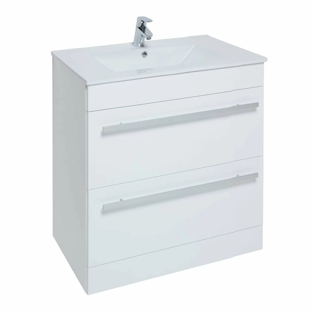 Kartell Purity 800mm White Gloss 2 Drawer Floor Standing Unit & Ceramic Basin