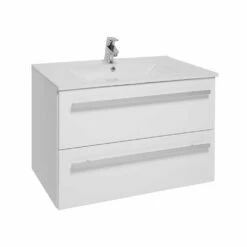 Kartell Purity 800mm White Gloss 2 Drawer Wall Mounted Unit & Ceramic Basin