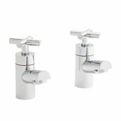 Kartell Times Pair Basin Pillar Taps Polished Chrome