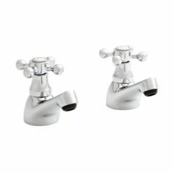 Kartell Victory Pair Basin Pillar Taps Polished Chrome