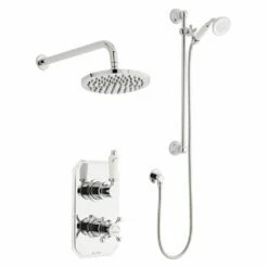Kartell Viktory Chrome Concealed Thermostatic Shower Valve With Diverter, Adjustable Slide Rail & Fixed Overhead Drencher